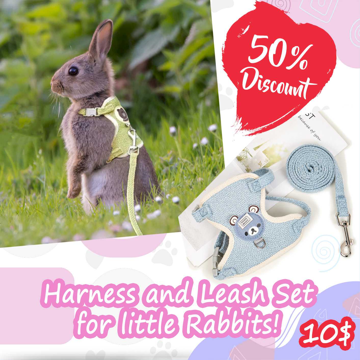 Harness and Leash Set for Little Rabbits!